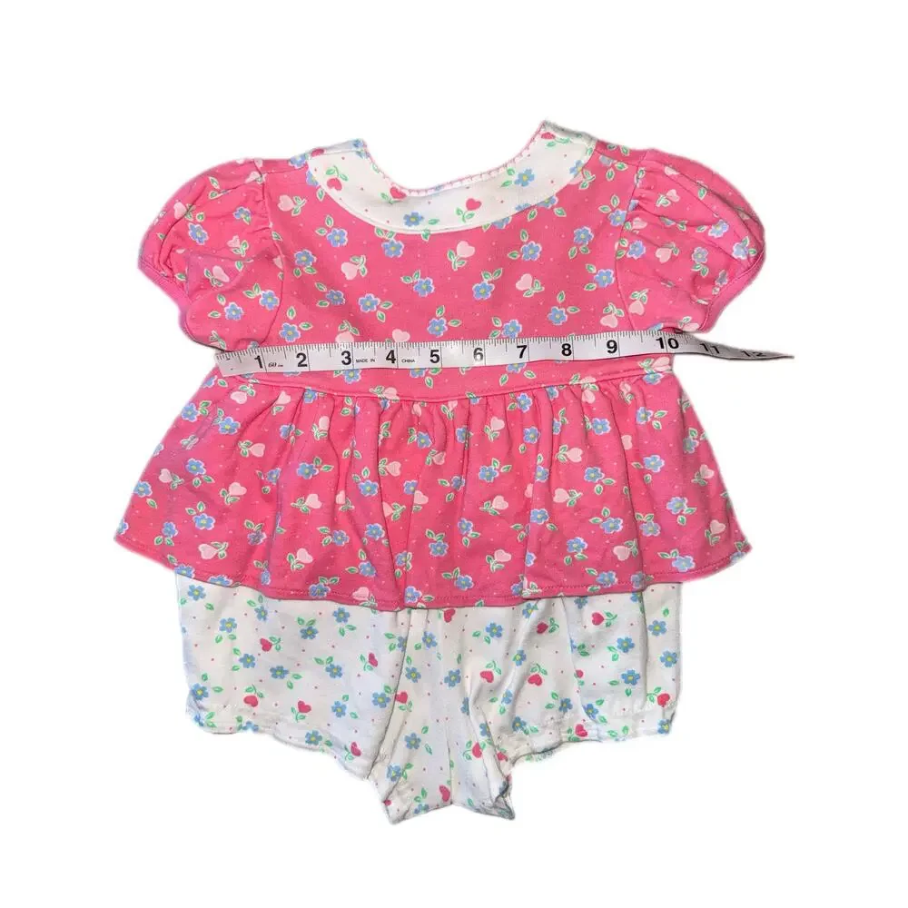 Vintage OshKosh (Baby B’Gosh) Pink and White Floral Romper Size 3-6 Months